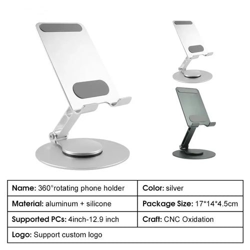 Ergonomic Folding Cell Phone Stand Fully Adjustable Foldable Desktop 360 Rotation Phone Holder Stand