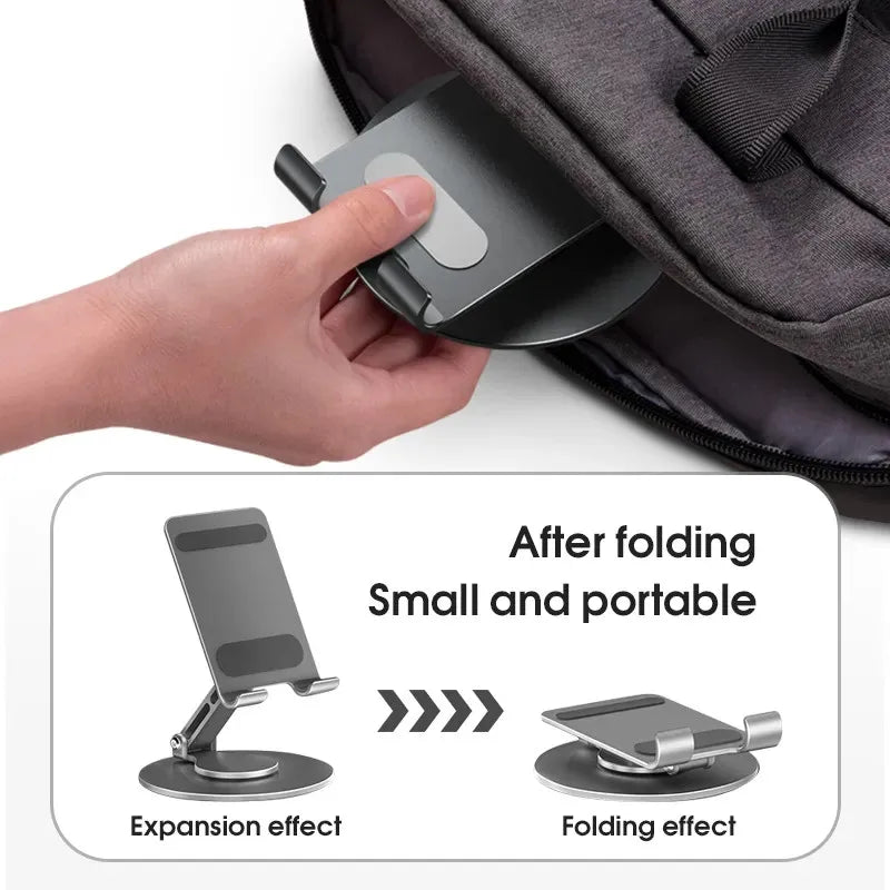 Ergonomic Folding Cell Phone Stand Fully Adjustable Foldable Desktop 360 Rotation Phone Holder Stand