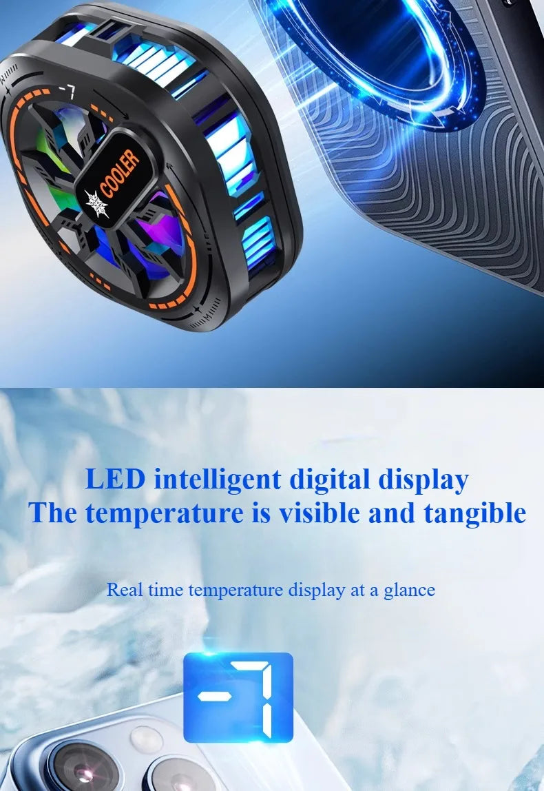 Phone Cooler Magnetic Semiconductor Cooling Fan Portable Smartphone Radiator for Mobile Gaming Live Streaming